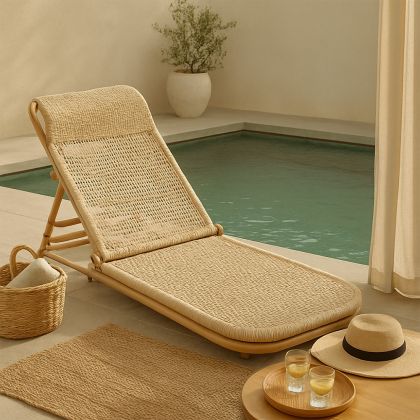 Buy Beach Chair in Rattan, Boho Bali Design - Manra Natural 60307 - in the EU