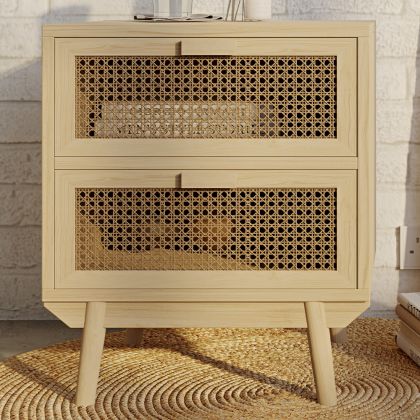 Buy Rattan Bedside Table with Drawers, Boho Bali Style - Wada Natural 60509 - prices 