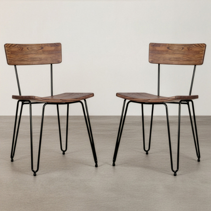 Buy x2 Industrial style hairpin chair - Wood and metal Silver 60531 at MyFaktory 