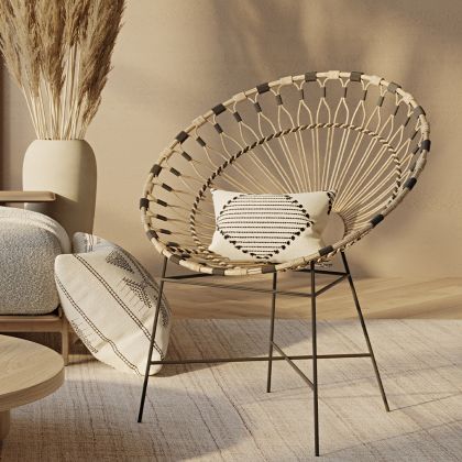 Buy Round Synthetic Rattan Outdoor Chair - Boho Bali Design - Monai Natural 60541 - prices 