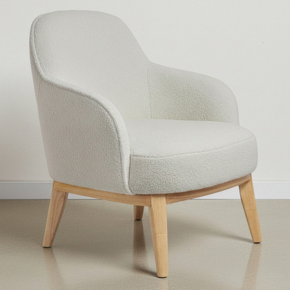 Buy Upholstered Dining Chair - White Boucle - Yenva White 60543 - in the EU 