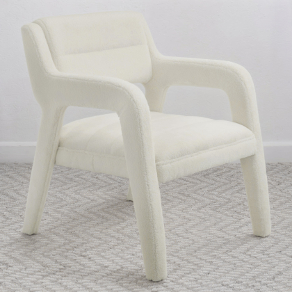 Buy Upholstered Dining Chair - White Boucle - Larsa White 60544 at MyFaktory 