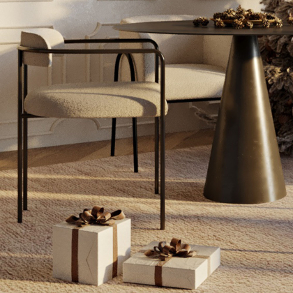 Buy Upholstered Dining Chair - White Boucle - Yara White 60546 in the Europe 