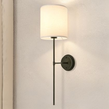 Buy Lamp Wall Light - Black with Fabric Shade - Norman Black 60525 with a guarantee 