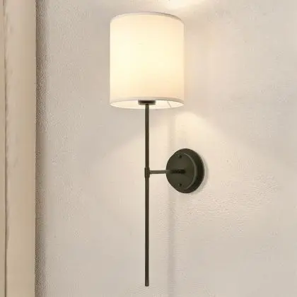 Buy Lamp Wall Light - Black with Fabric Shade - Norman Black 60525 with a guarantee 
