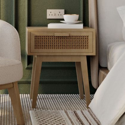 Buy Bedside Table with Drawer - Boho Bali Wood - Hanay Natural 60605 at MyFaktory 
