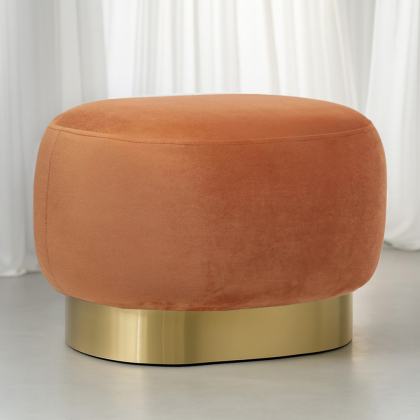 Buy Pouf Luxury Home Foot Rest - Velvet and Metal - Premium Orange 60552 with a guarantee 