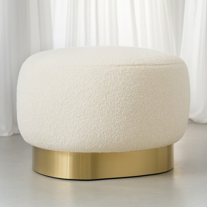Buy Pouf Luxury Home Foot Rest - White Boucle - Premium White 60553 home delivery 