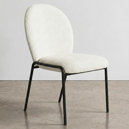 Buy Dining Chair - Bouclé Fabric Upholstery - Toler White 60627 in the Europe 