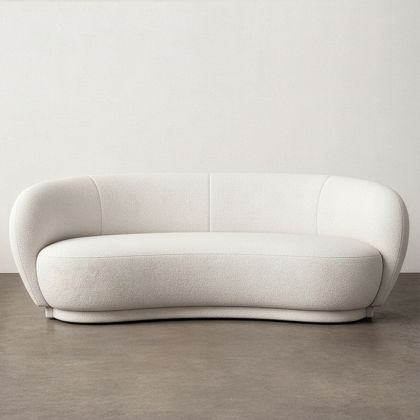 Buy Curved Sofa - 3 Seater - Boucle Fabric - Onda White 60628 - in the EU 