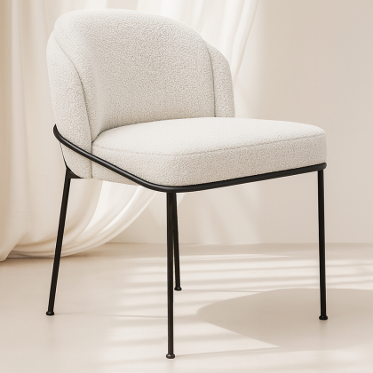 Buy Dining Chair - Upholstered in Bouclé Fabric - Duma White 60645 with a guarantee 
