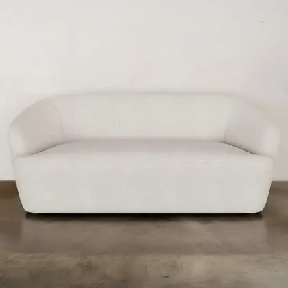 Buy Curved Sofa - 2 Seater - Boucle Fabric - Curva White 60629 in the Europe 