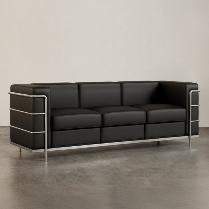 Buy 3-Seater Sofa - Upholstered in Vegan Leather - Bour Black 60659 - in the EU 