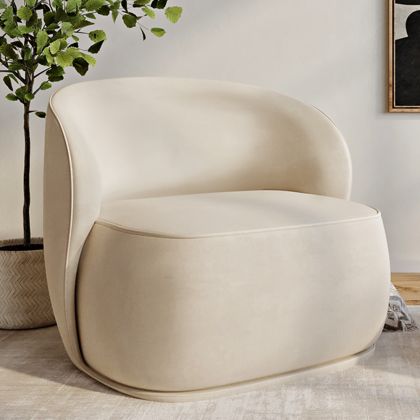 Buy Velvet Upholstered Armchair - Treyton White 60702 home delivery
