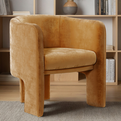 Buy Velvet Upholstered Armchair - Connor Mustard 60700 with a guarantee