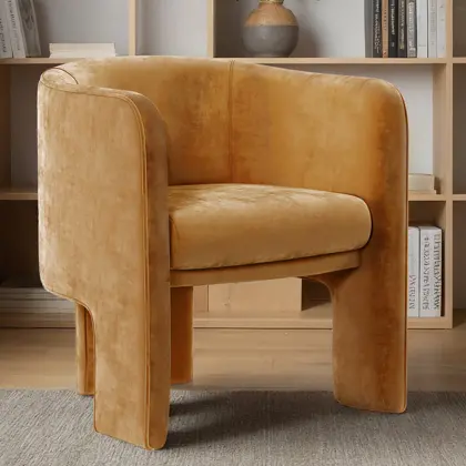 Buy Velvet Upholstered Armchair - Connor Mustard 60700 with a guarantee