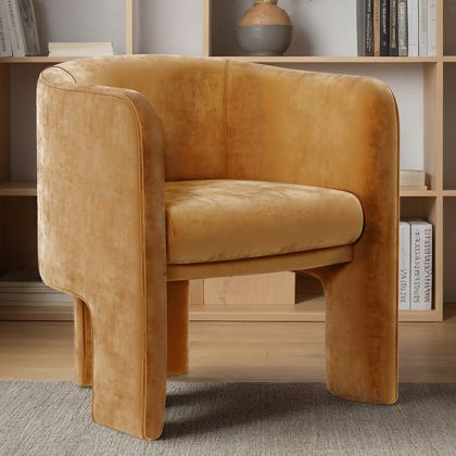 Buy Velvet Upholstered Armchair - Connor Mustard 60700 at MyFaktory