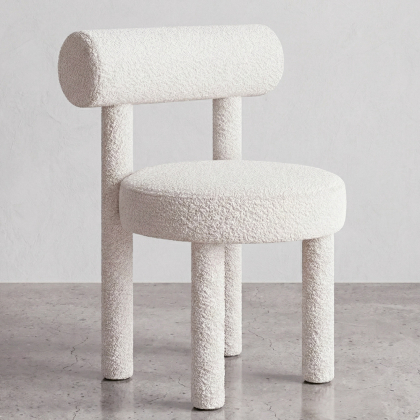 Buy Dining Chair - Upholstered in Bouclé Fabric - Reece White 60709 home delivery 