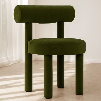 Buy Dining Chair - Upholstered in Velvet - Reece Beige 60708 with a guarantee