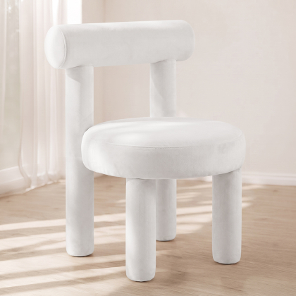 Buy Dining Chair - Upholstered in Velvet - Reece Beige 60708 home delivery