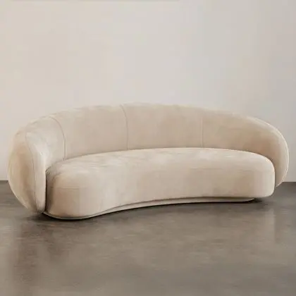 Buy Velvet Curved Sofa - 3/4 Seats - Nathan White 60691 - in the EU 