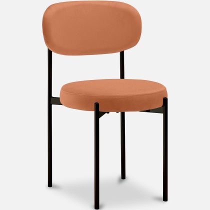 Buy Dining Chair - Upholstered in Velvet - Black Metal - Martha Orange 61003 at MyFaktory