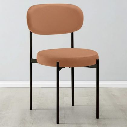 Buy Dining Chair - Upholstered in Velvet - Black Metal - Martha Orange 61003 - in the EU