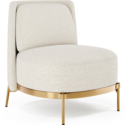 Buy Designer Armchair - Upholstered in Bouclé Fabric - Sabah White 61015 with a guarantee