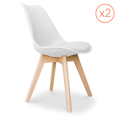 Buy Set of 2 Brielle Scandinavian design chair with cushion - Matt White 58740 home delivery 