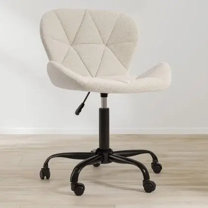 Buy Office chair upholstered in Bouclé fabric - Winka Black Frame White 61055 home delivery 
