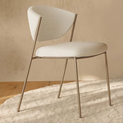 Buy Dining chair - Upholstered in Bouclé Fabric - Vara White 61150 with a guarantee