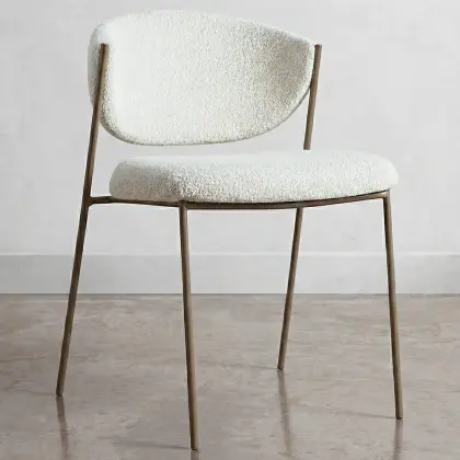 Buy Dining chair - Upholstered in Bouclé Fabric - Vara White 61150 in the Europe