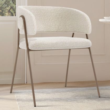 Buy Dining chair - Upholstered in Bouclé Fabric - Manar White 61152 - prices 