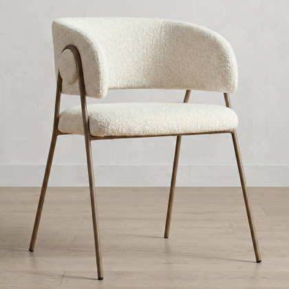 Buy Dining chair - Upholstered in Bouclé Fabric - Manar White 61152 - in the EU 