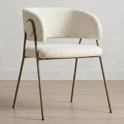 Buy Dining chair - Upholstered in Bouclé Fabric - Manar White 61152 - in the EU 