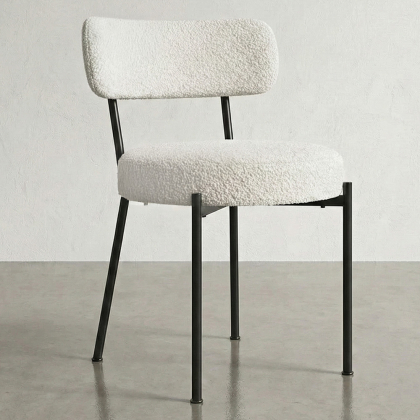 Buy Dining Chair - Upholstered in Bouclé Fabric - Simo White 61154 home delivery 