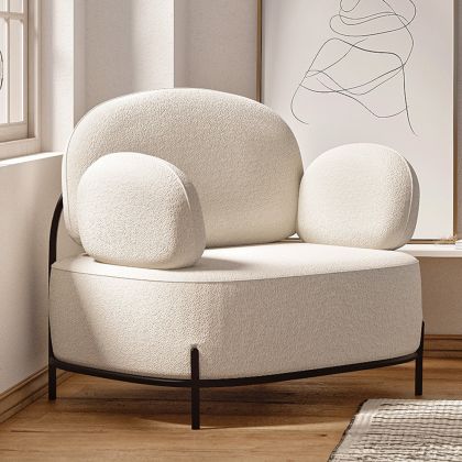 Buy Design armchair - Upholstered in bouclé fabric - Munum White 61156 - in the EU