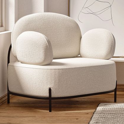 Buy Design armchair - Upholstered in bouclé fabric - Munum White 61156 - in the EU