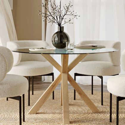Buy Round Dining Table - 120CM - Glass - Ebra Natural 61163 - prices 