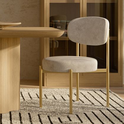Buy Dining Chair - Upholstered in Velvet - Golden metal - Ara Orange 61166 in the Europe