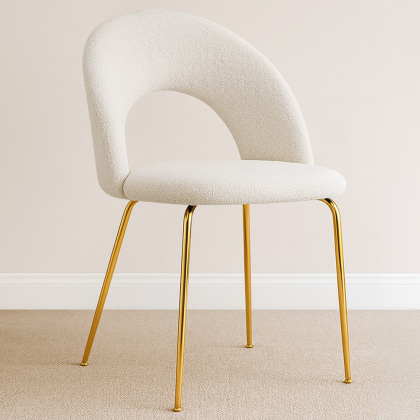 Buy Dining Chair - Upholstered in Bouclé Fabric - Maeve White 61167 in the Europe 