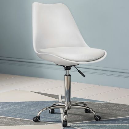 Buy Tulip swivel office chair with wheels White 58487 - in the EU 