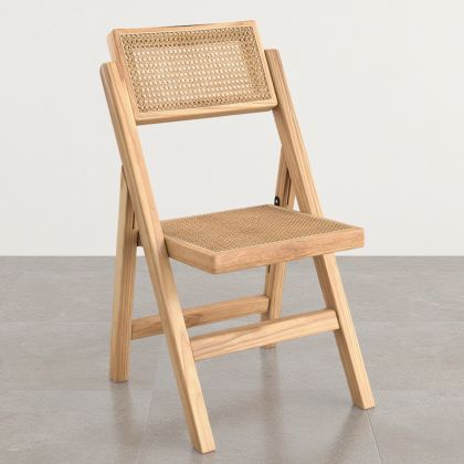 Buy Folding Wooden Rattan Dining Chair -Bama Natural wood 61157 - in the EU