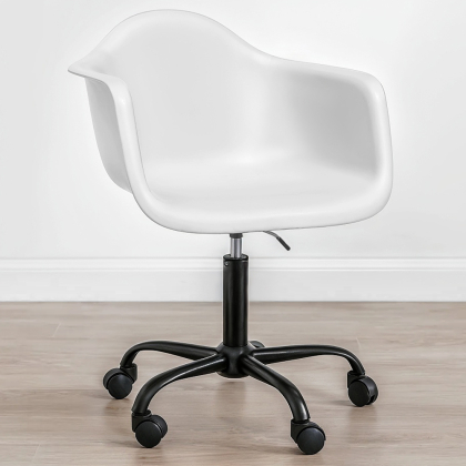 Buy Office Chair with Armrests - Desk Chair with Wheels - Emery Black Frame White 61269 - in the EU 