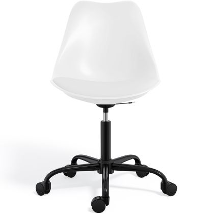 Buy Swivel Office Chair Tulip with Wheels - Black Frame White 61270 home delivery 