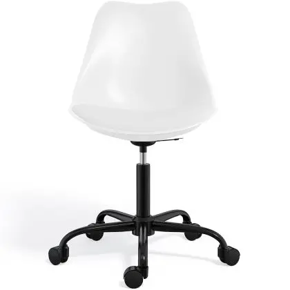 Buy Swivel Office Chair Tulip with Wheels - Black Frame White 61270 in the Europe 