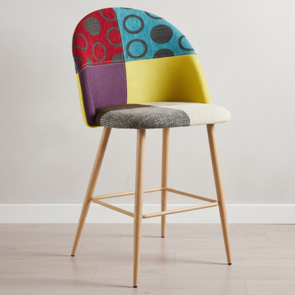 Buy Patchwork Upholstered Stool - Scandinavian Style - 66cm - Bennett Multicolour 61289 home delivery 