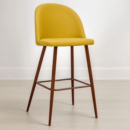 Buy Fabric Upholstered Stool - Scandinavian Design - 66cm- Bennett Yellow 61284 at MyFaktory 