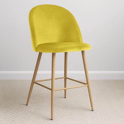 Buy Velvet Upholstered Stool - Scandinavian Design - 66cm - Bennett Yellow 61288 - in the EU 