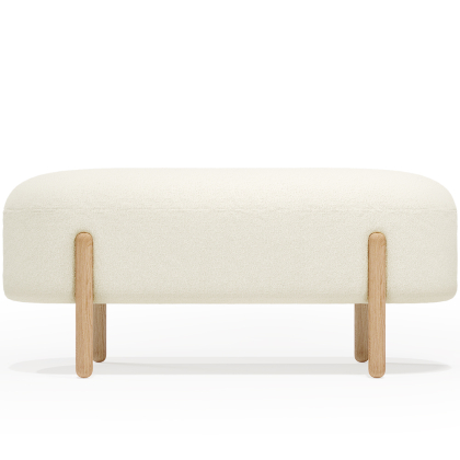 Buy Upholstered Bouclé Bench - Round White 61250 in the Europe